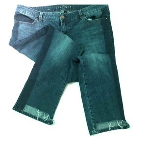 WHBM Jeans with stepped hem and tuxedo stripes